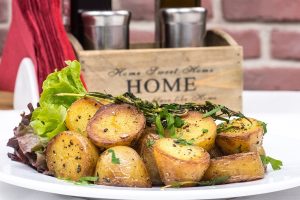 Best Power XL Vortex Air Fryer Recipes a Plate of Fried Baby Potatoes Cut in Half